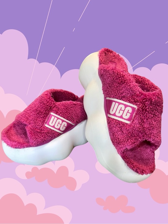 UGG Shoes - UGG Sugarcloud Slide In Dragon Fruit Pink Terry With 3" Platform 🌺 Sandals Sz 8